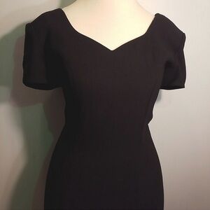 Black maxi Dress high front slit cross back straps cap sleeve Costume